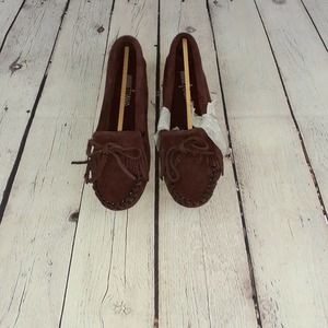 Minnetonka Kilty Soft Suede Raisin 408R Moccasins Size 5 New Narrow